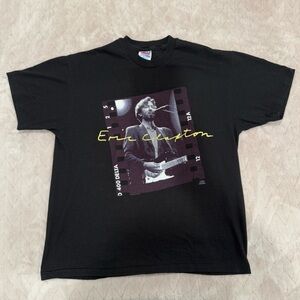 Vintage 90s Black Eric Clapton Rock Blues Single Stitch Concert Tee Sz XL